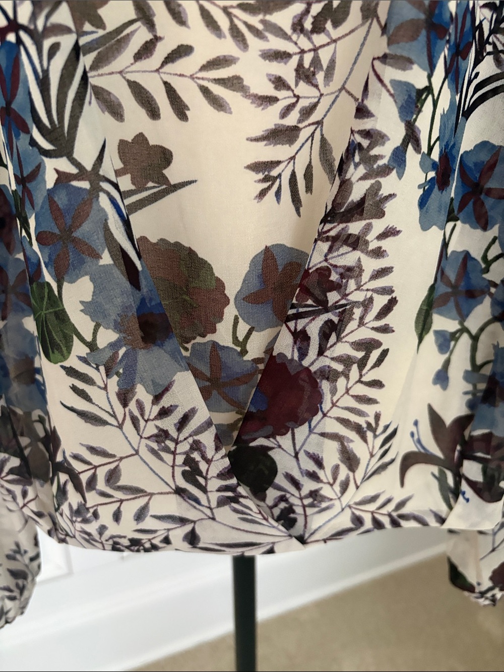 CAbi Floral Button-Front Blouse - Blue & Cream - Picture 3 of 4